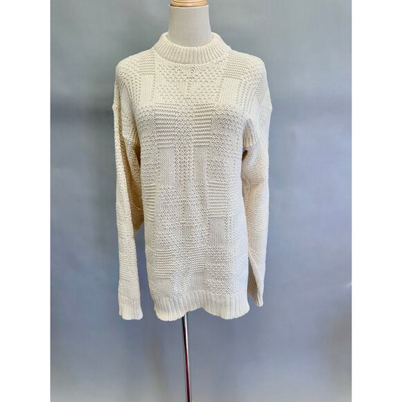 Peconic Bay Traders Beige Sweater Mens Size Medium Fisherman grandpa - Picture 1 of 12
